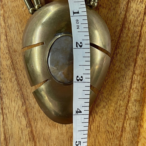 1.13.26-4  Handmade Unique & Rare Indigenous Chalcedony Quartz & Brass Necklace - Picture 6 of 13